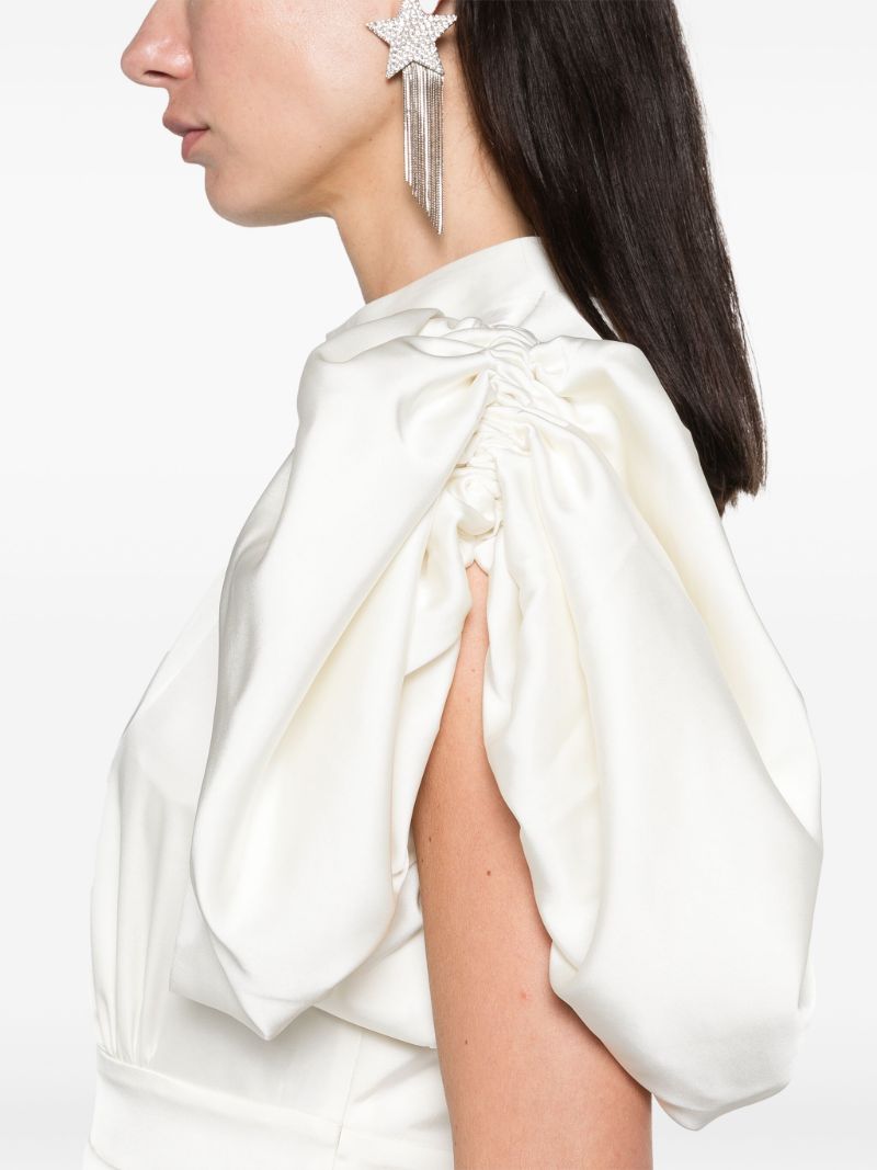 White Puff-sleeve Midi Dress