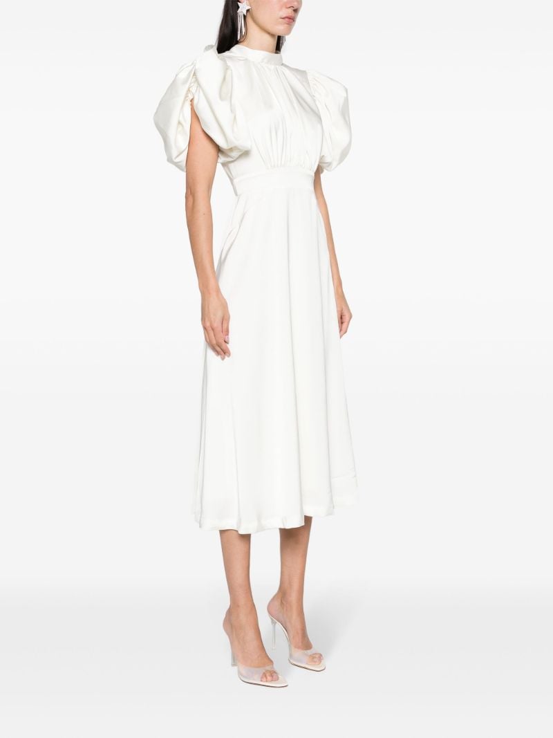 White Puff-sleeve Midi Dress