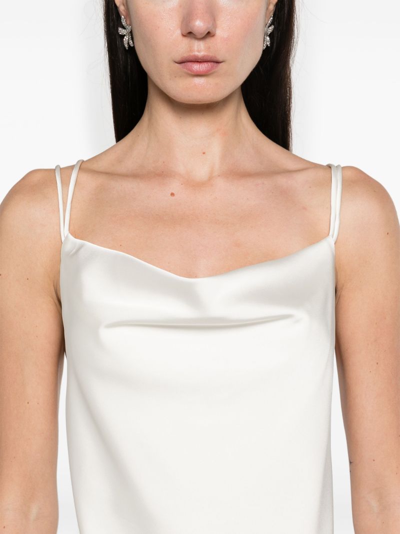 White Cow-neck Satin Mini Dress