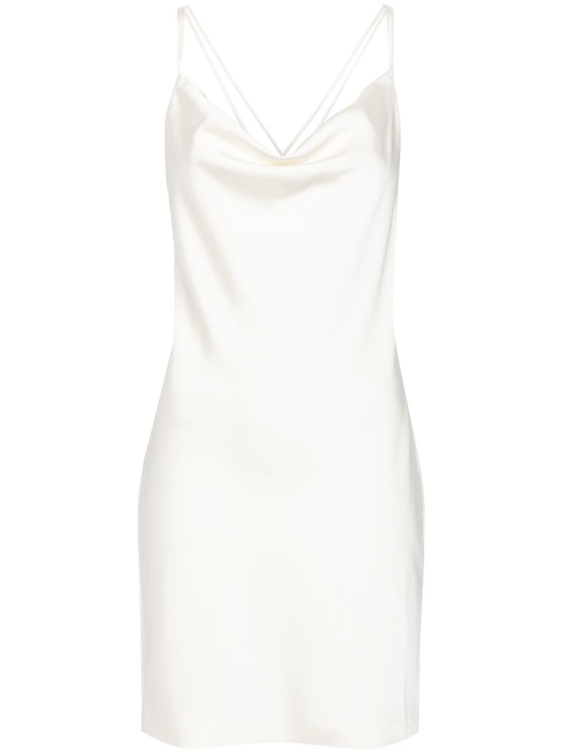White Cow-neck Satin Mini Dress