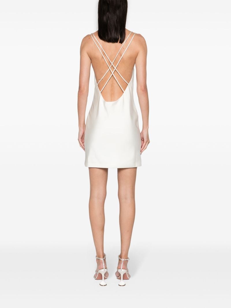 White Cow-neck Satin Mini Dress