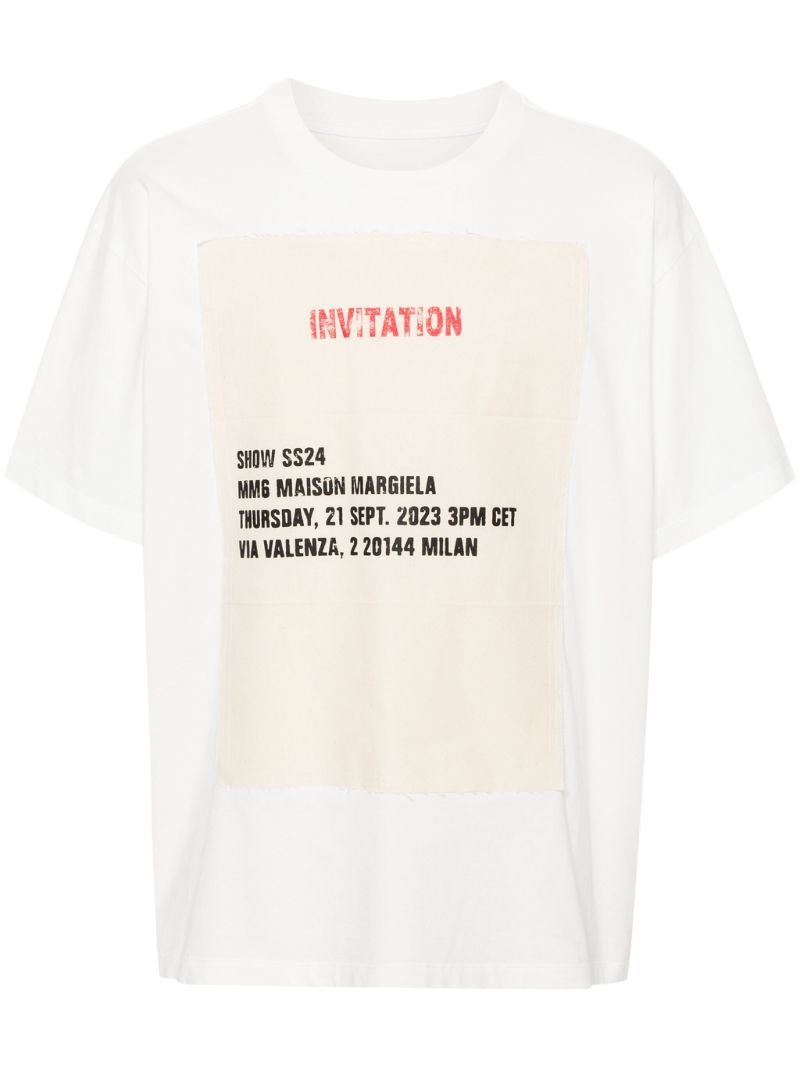 White Invitation-print Cotton T-shirt