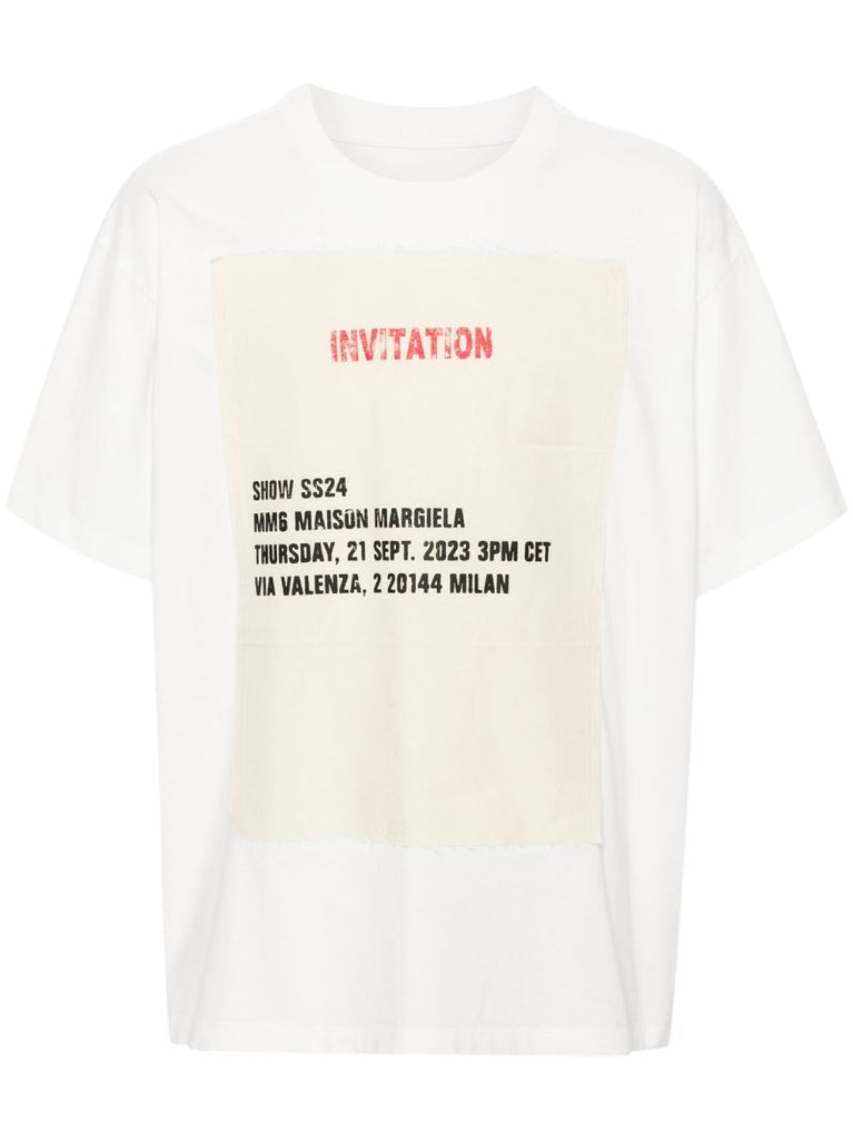 White Invitation-print Cotton T-shirt