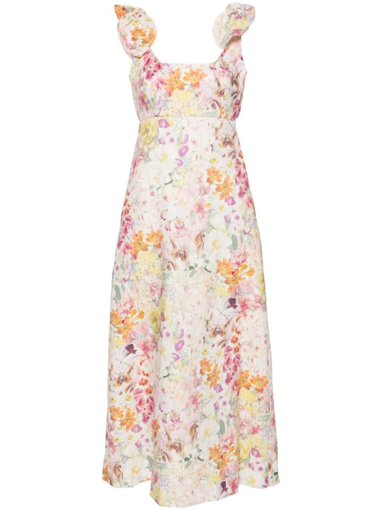 White Harmony Linen Midi Dress