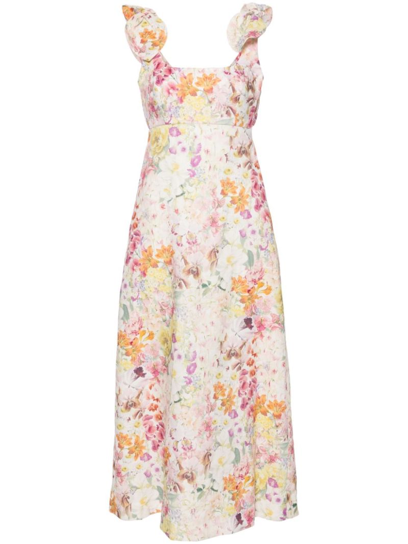 White Harmony Linen Midi Dress