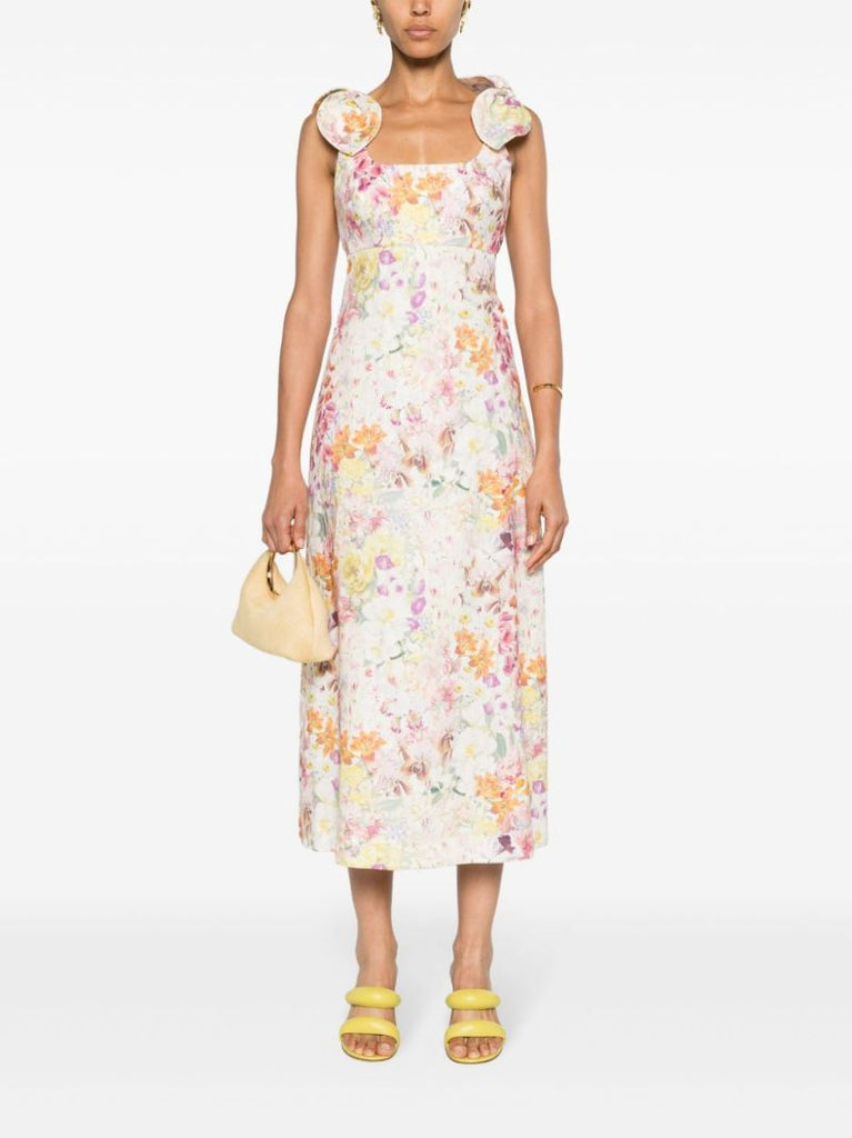 White Harmony Linen Midi Dress