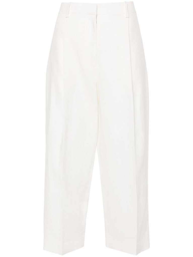 White Wide-leg Linen Trousers
