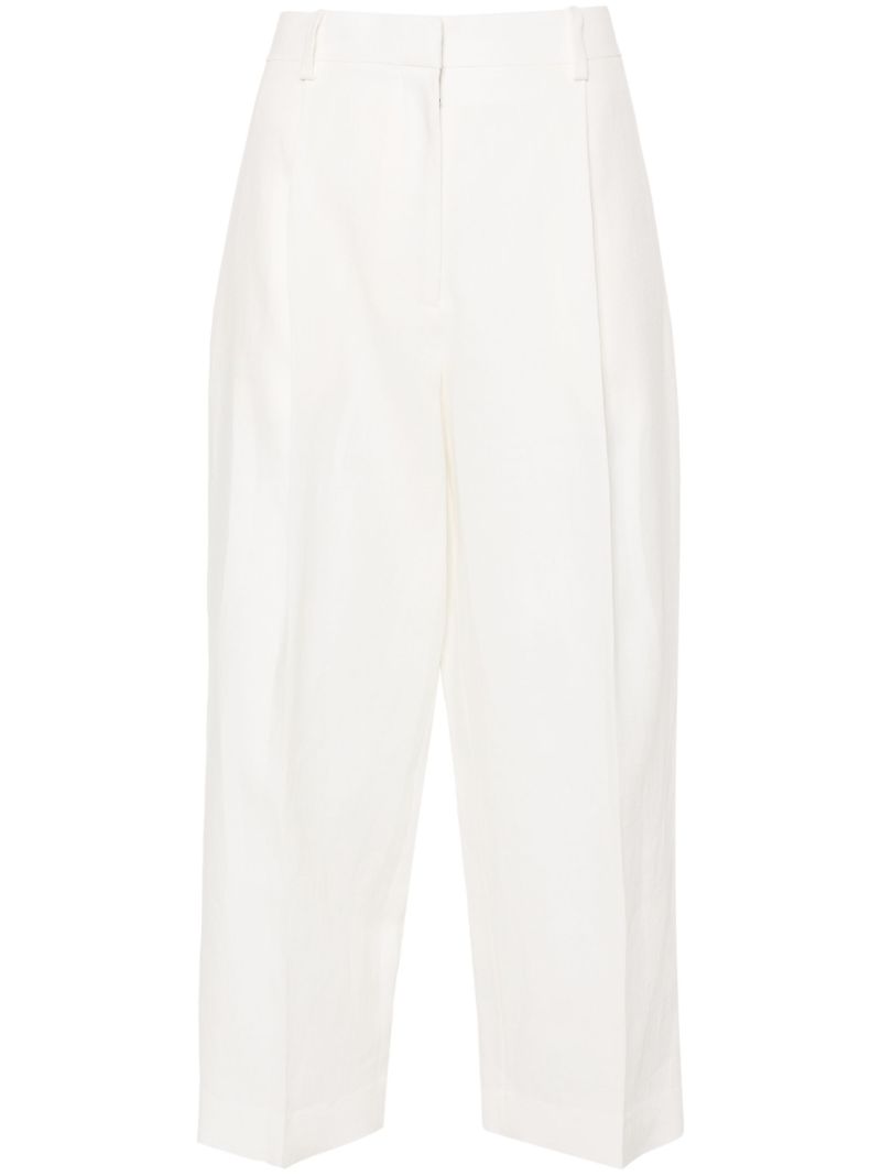 White Wide-leg Linen Trousers