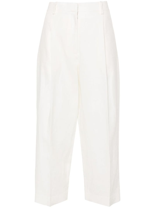 White Wide-leg Linen Trousers