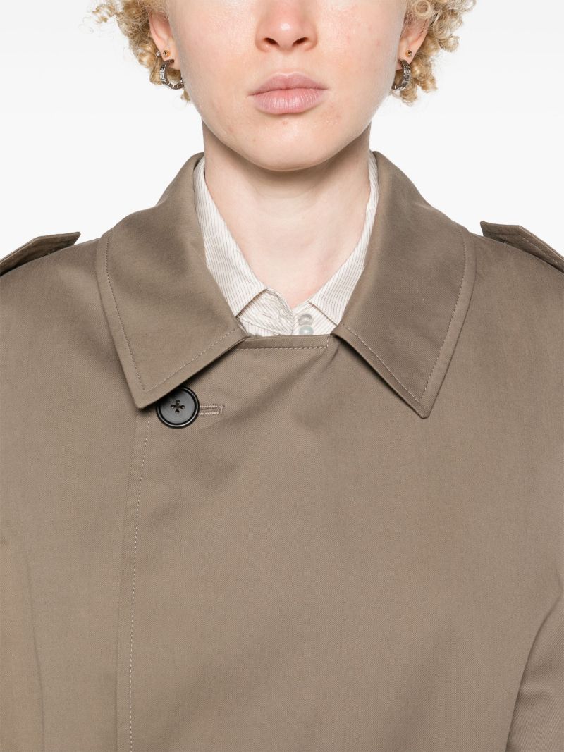 Neutral Double-breasted Cotton Trench Coat