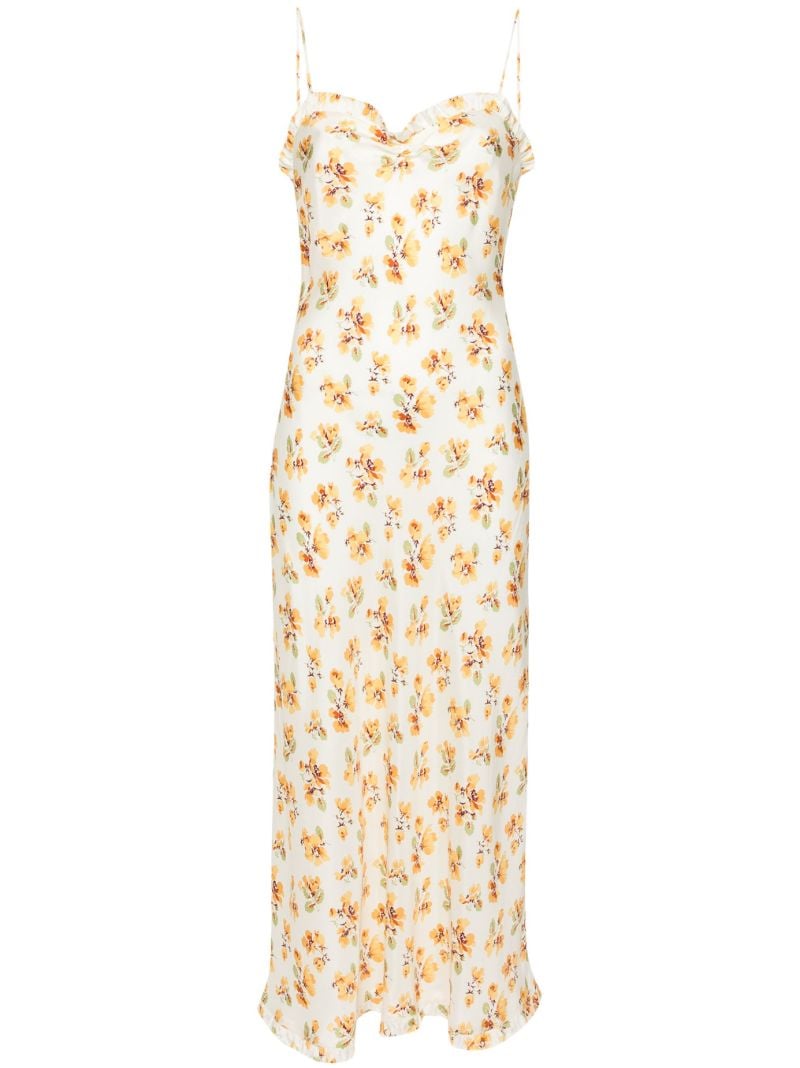 White Calsi Floral-print Midi Dress