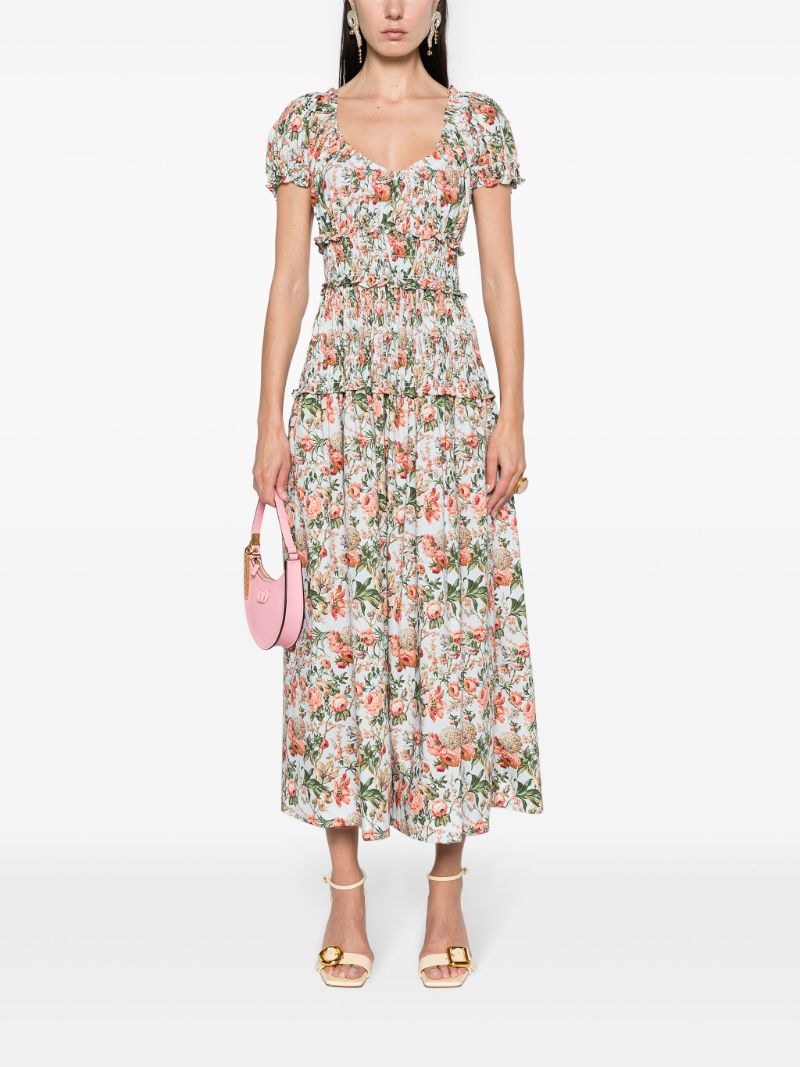 Blue Leanne Floral-print Cotton Midi Dress