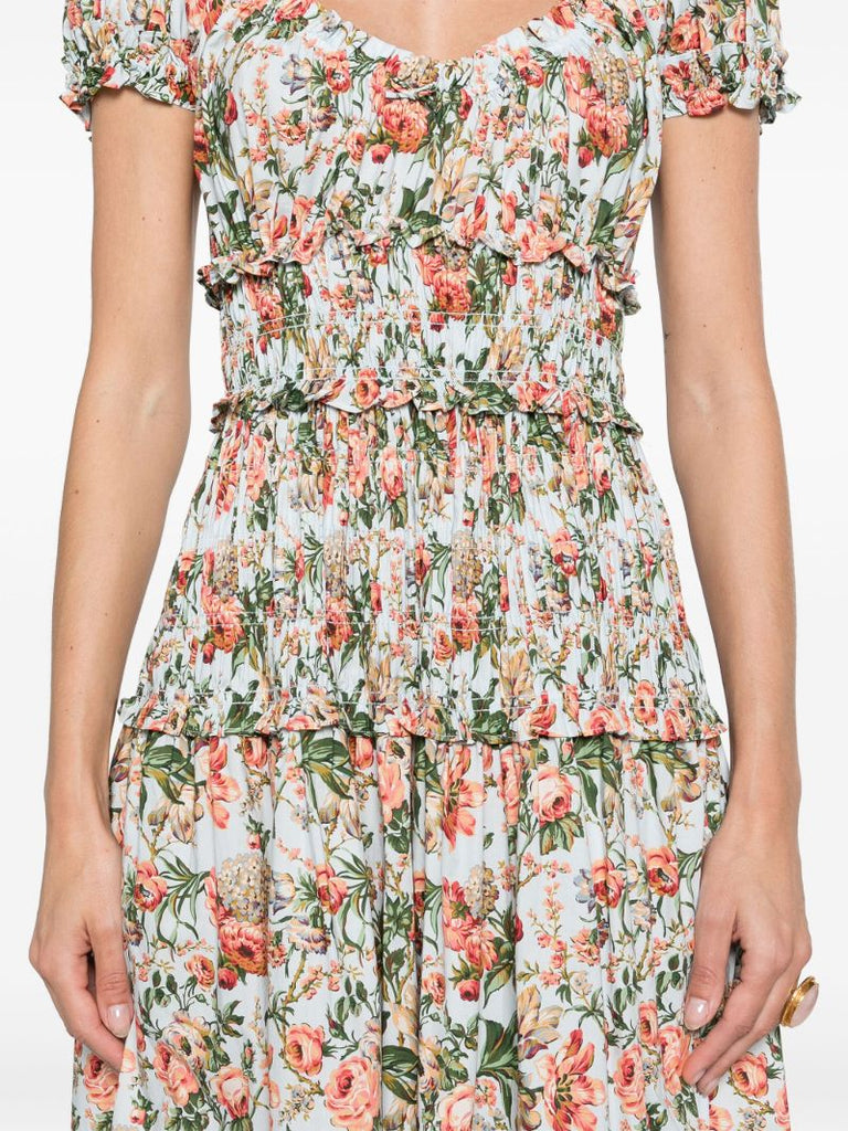 Blue Leanne Floral-print Cotton Midi Dress