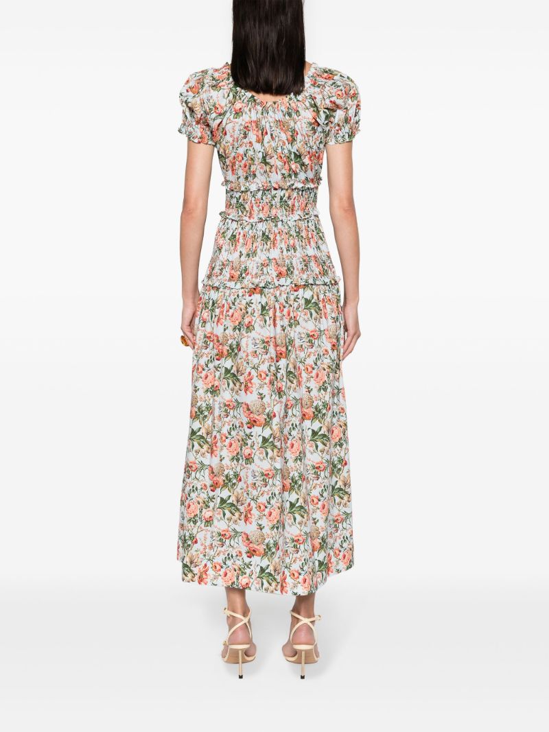 Blue Leanne Floral-print Cotton Midi Dress