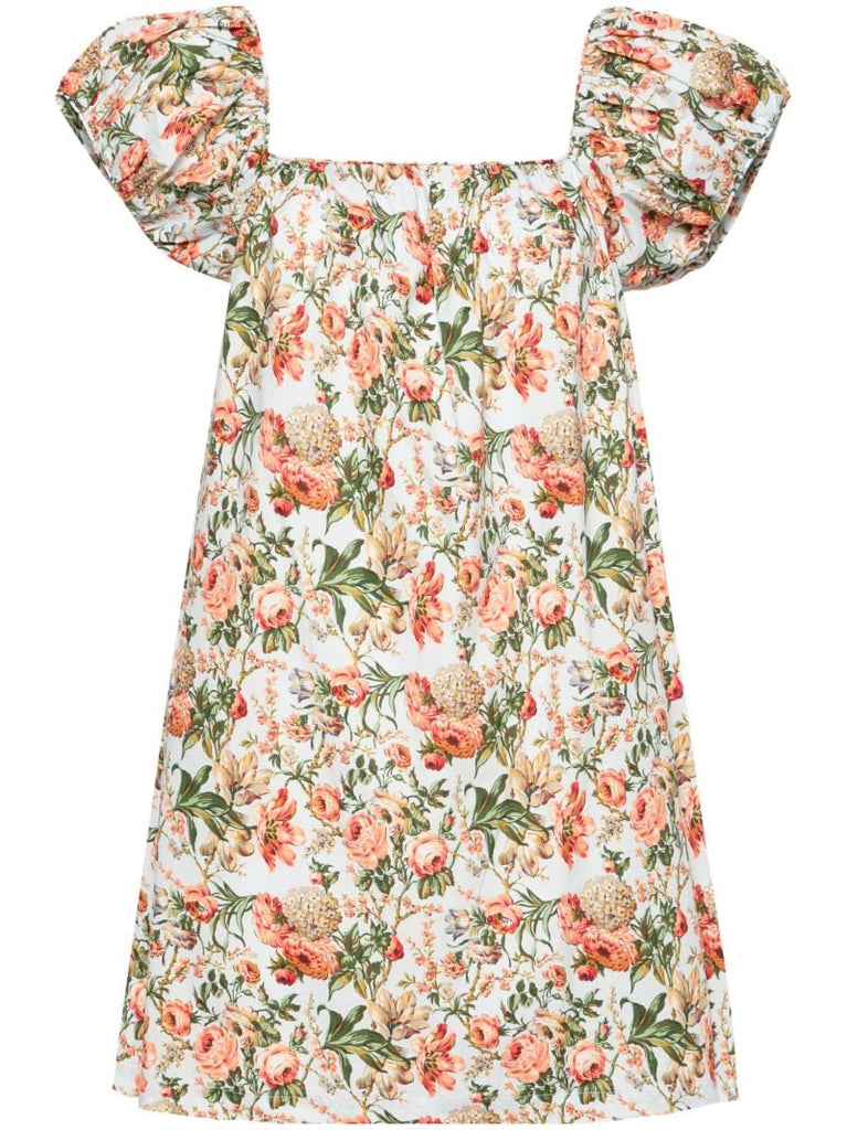 Multicolour Floral-print Cotton Mini Dress