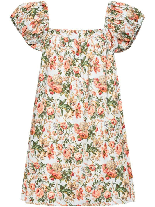 Multicolour Floral-print Cotton Mini Dress