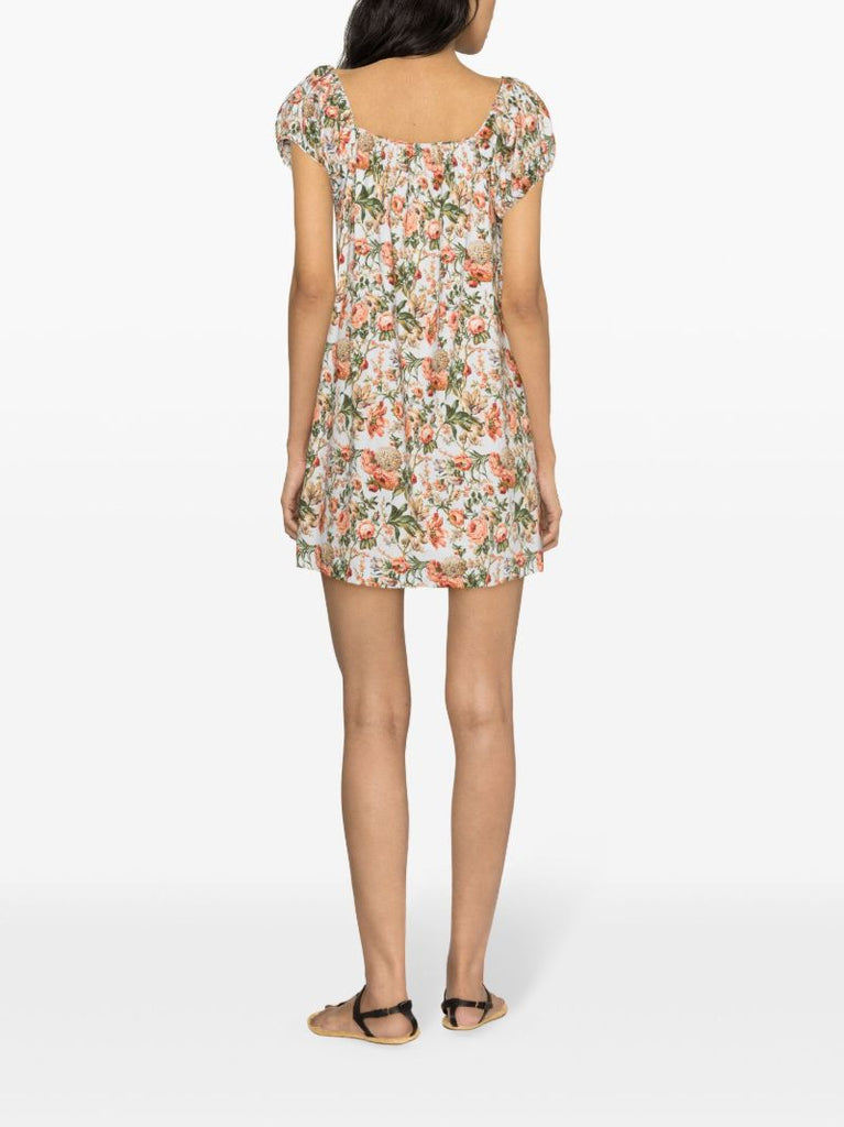 Multicolour Floral-print Cotton Mini Dress