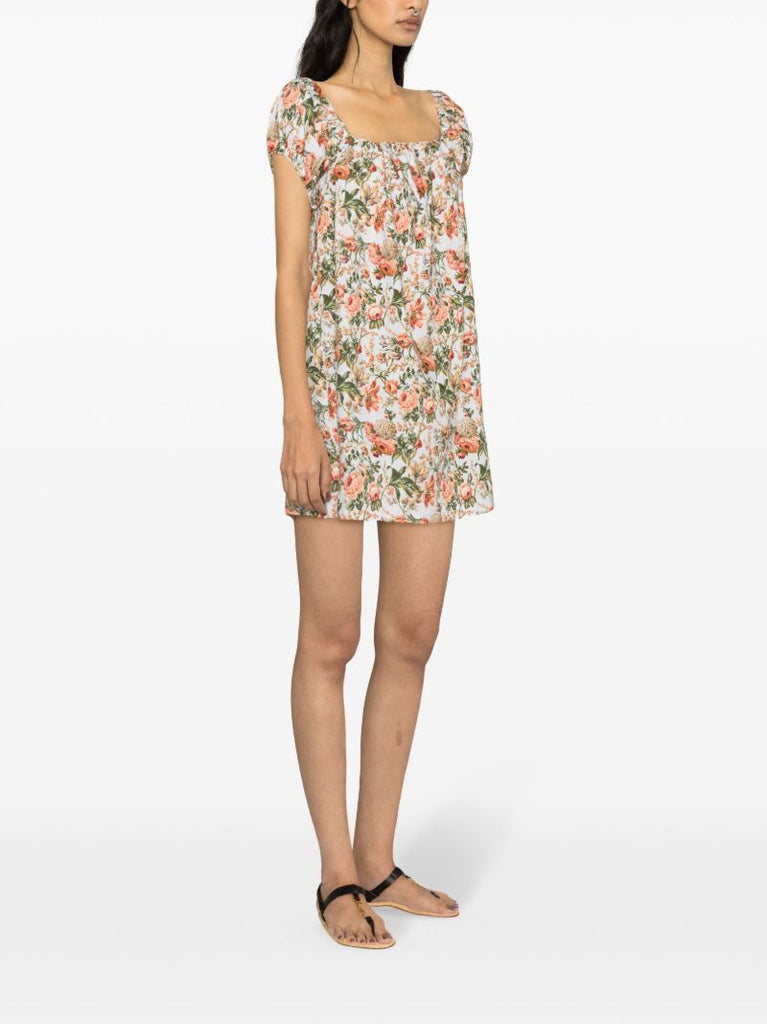 Multicolour Floral-print Cotton Mini Dress