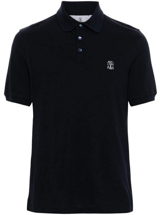 Blue Logo-print Cotton Polo Shirt