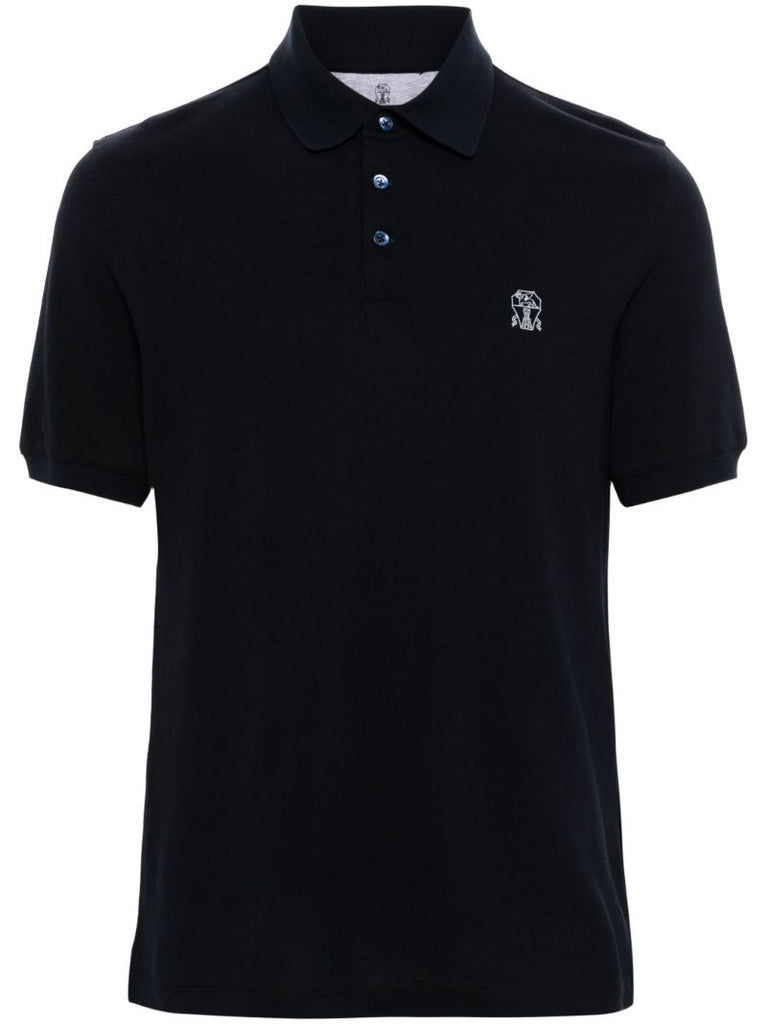 Blue Logo-print Cotton Polo Shirt