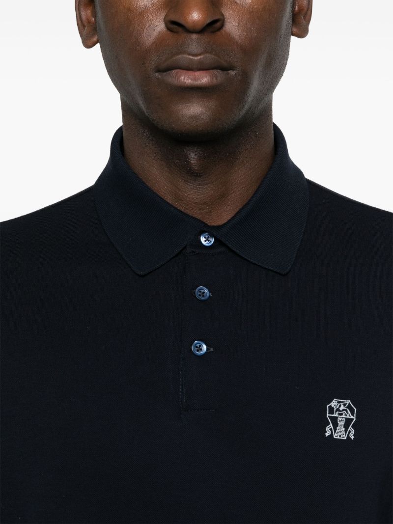 Blue Logo-print Cotton Polo Shirt