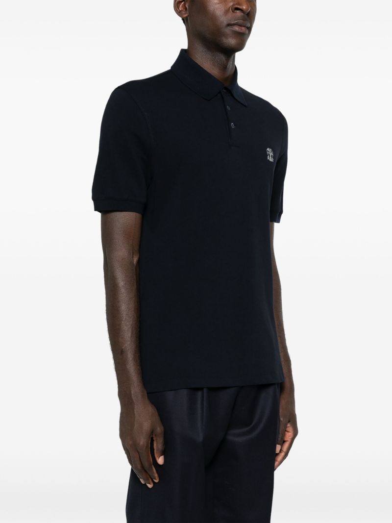 Blue Logo-print Cotton Polo Shirt