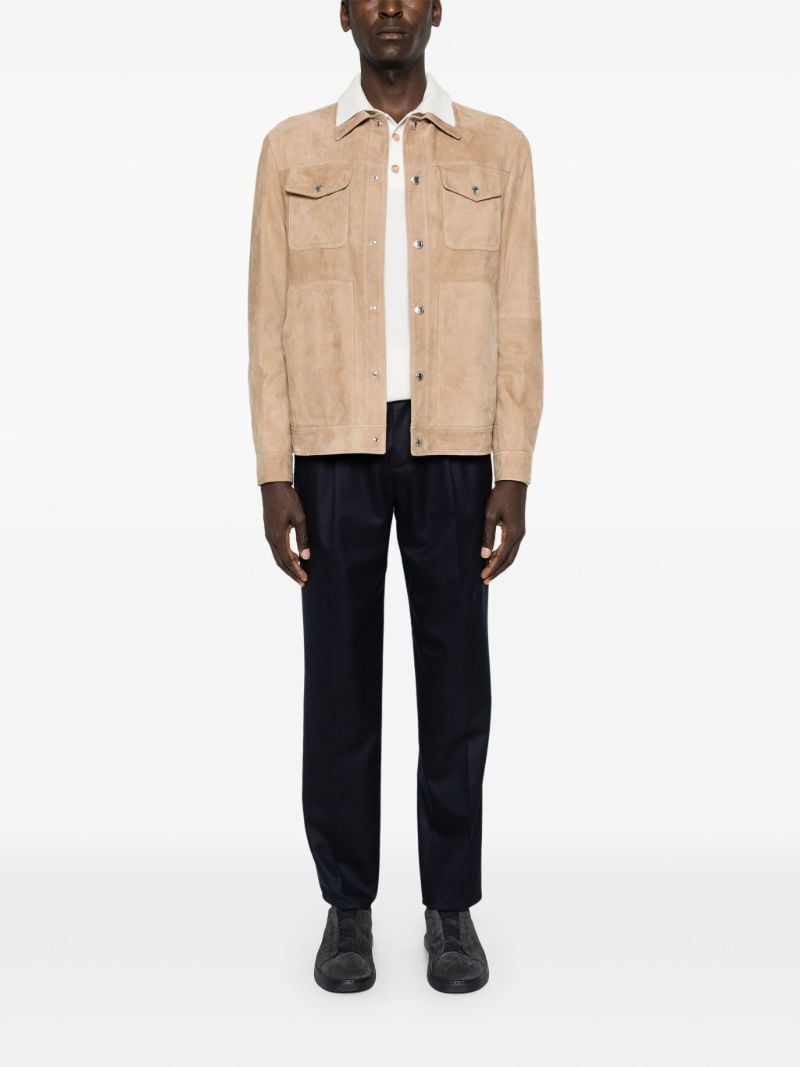 Neutral Long-sleeve Suede Jacket