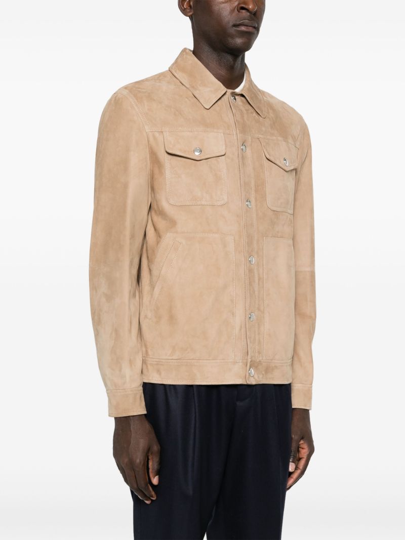 Neutral Long-sleeve Suede Jacket