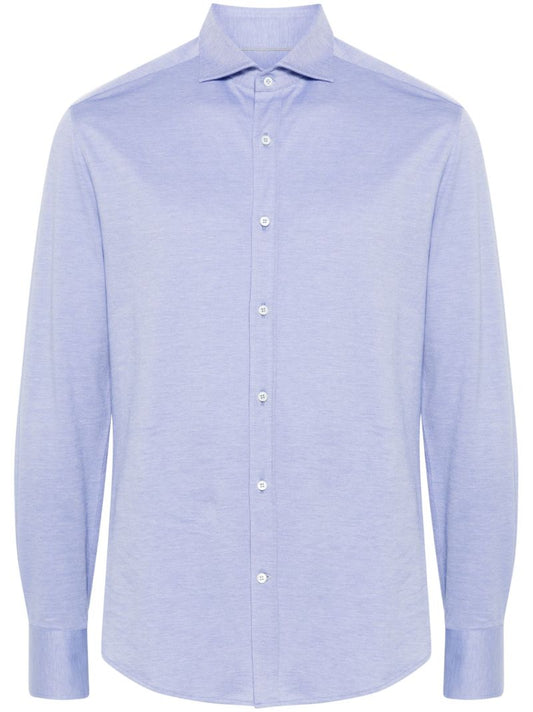 Blue Long-sleeve Cotton Shirt