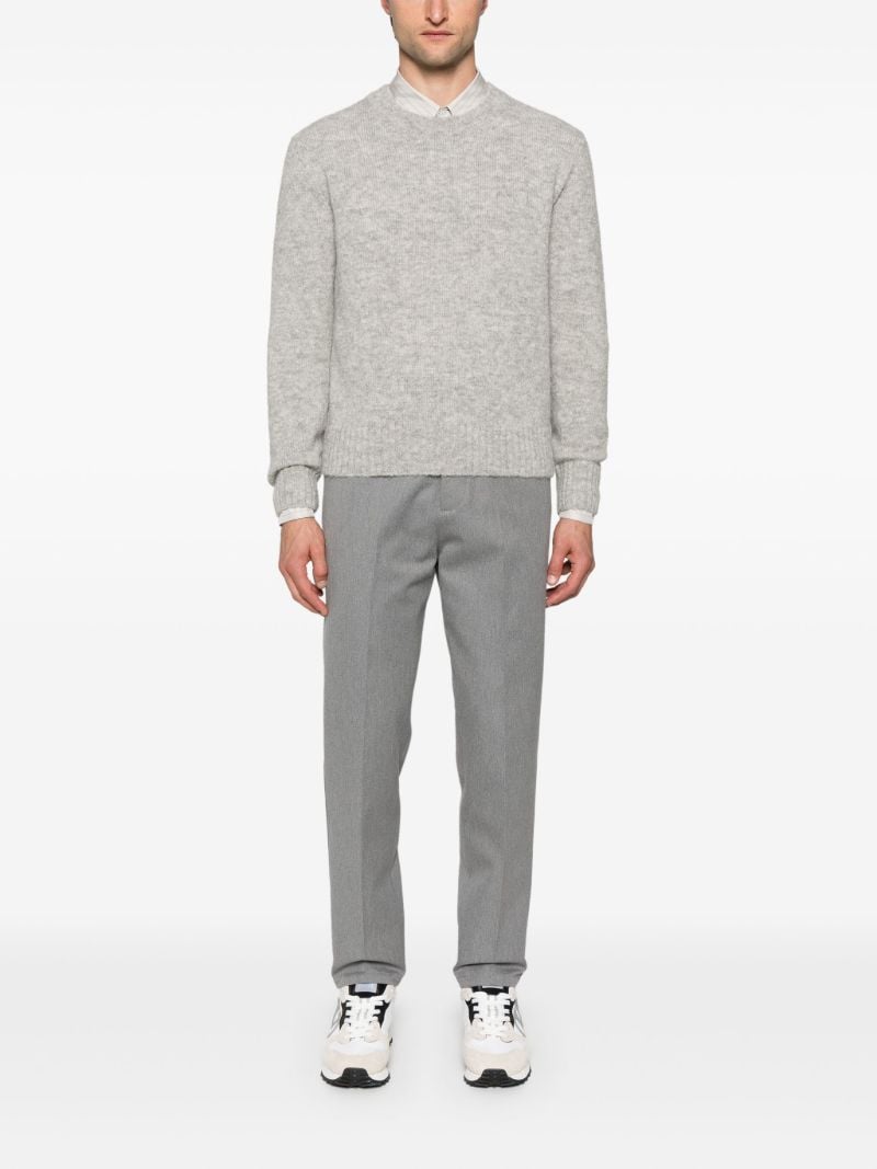 Grey Pressed-crease Slim-fit Trousers