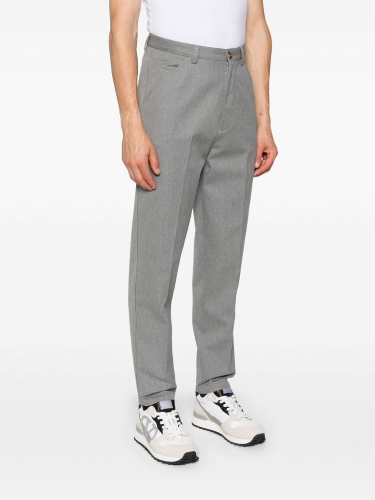 Grey Pressed-crease Slim-fit Trousers