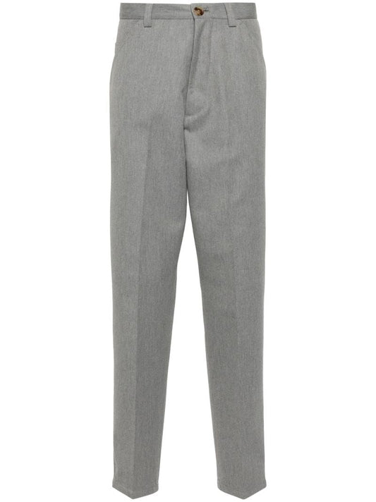 Grey Pressed-crease Slim-fit Trousers