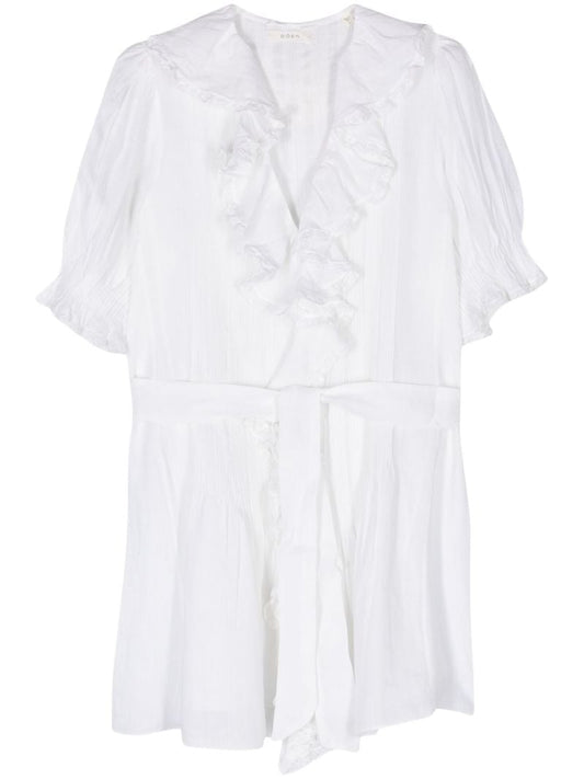 White Piper Ruffled Mini Dress