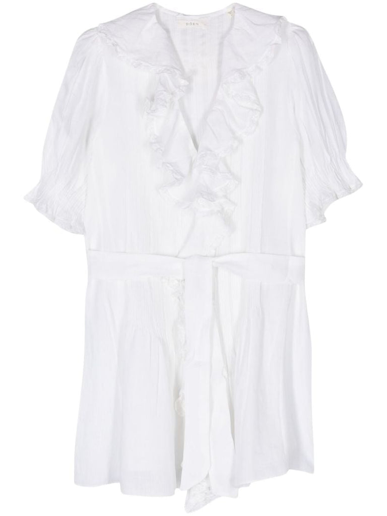 White Piper Ruffled Mini Dress