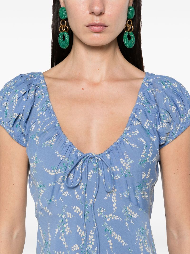 Blue Sofi Floral-print Midi Dress