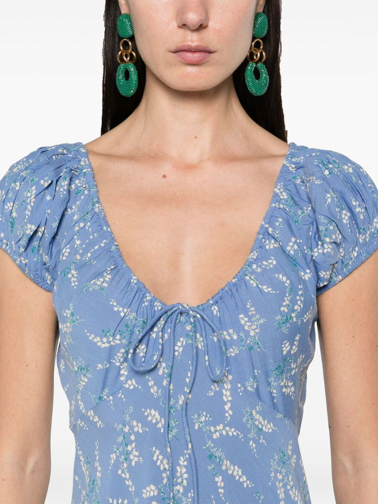 Blue Sofi Floral-print Midi Dress