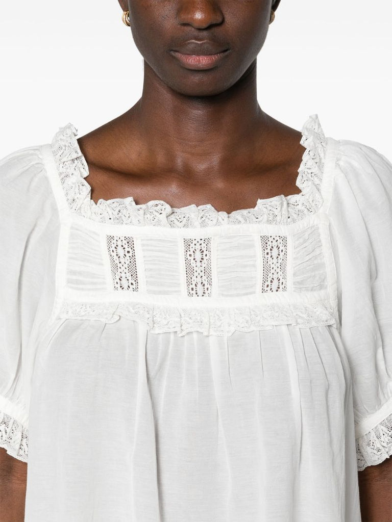 White Frances Lace-trim Blouse