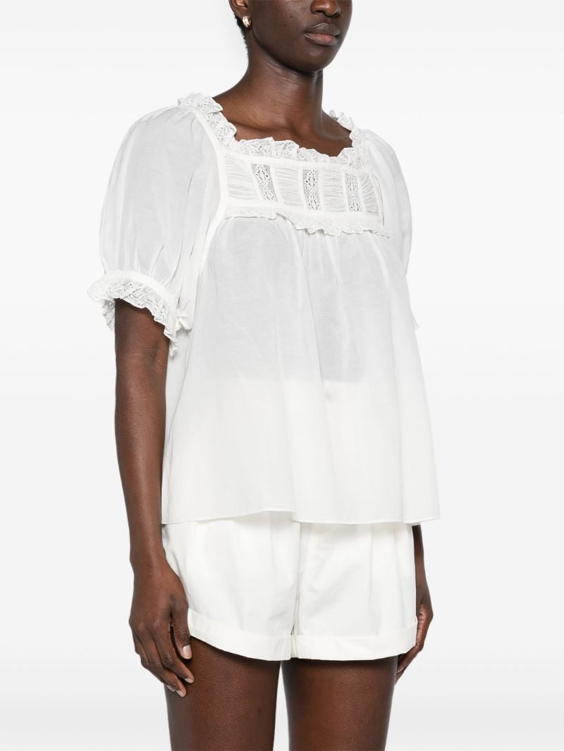 White Frances Lace-trim Blouse
