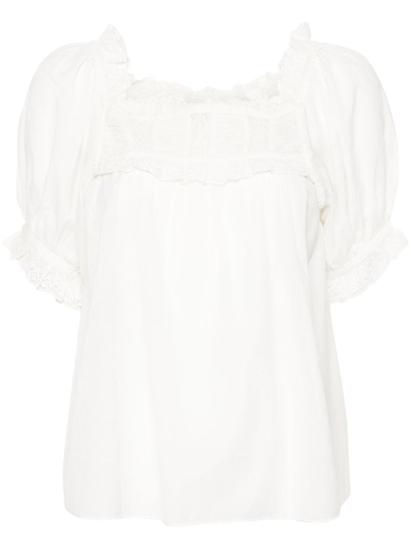 White Frances Lace-trim Blouse