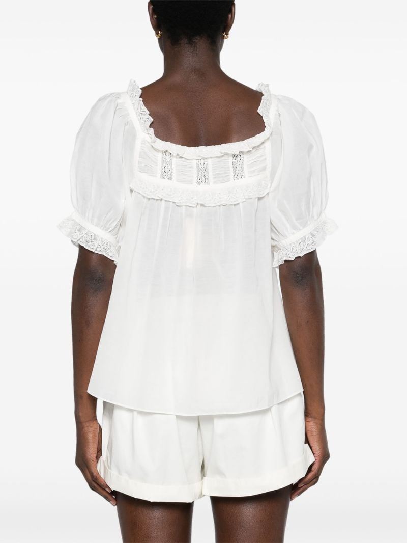 White Frances Lace-trim Blouse