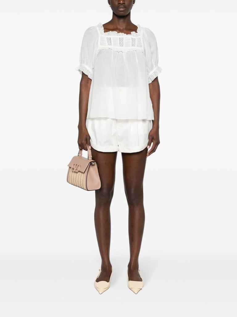 White Frances Lace-trim Blouse