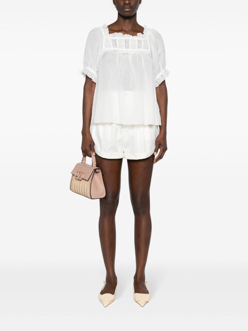 White Frances Lace-trim Blouse