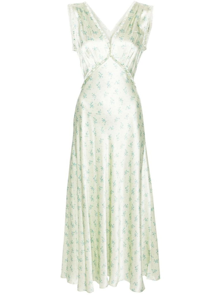 Green Tahlia Silk Maxi Dress