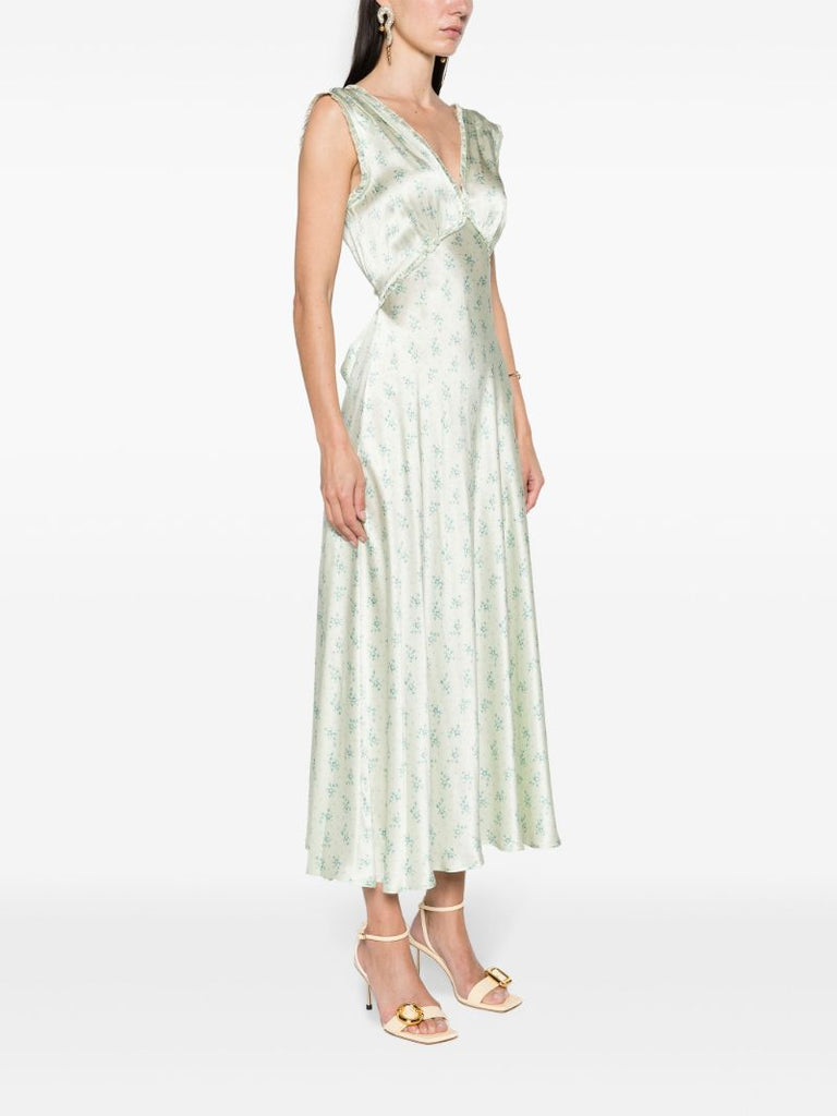 Green Tahlia Silk Maxi Dress