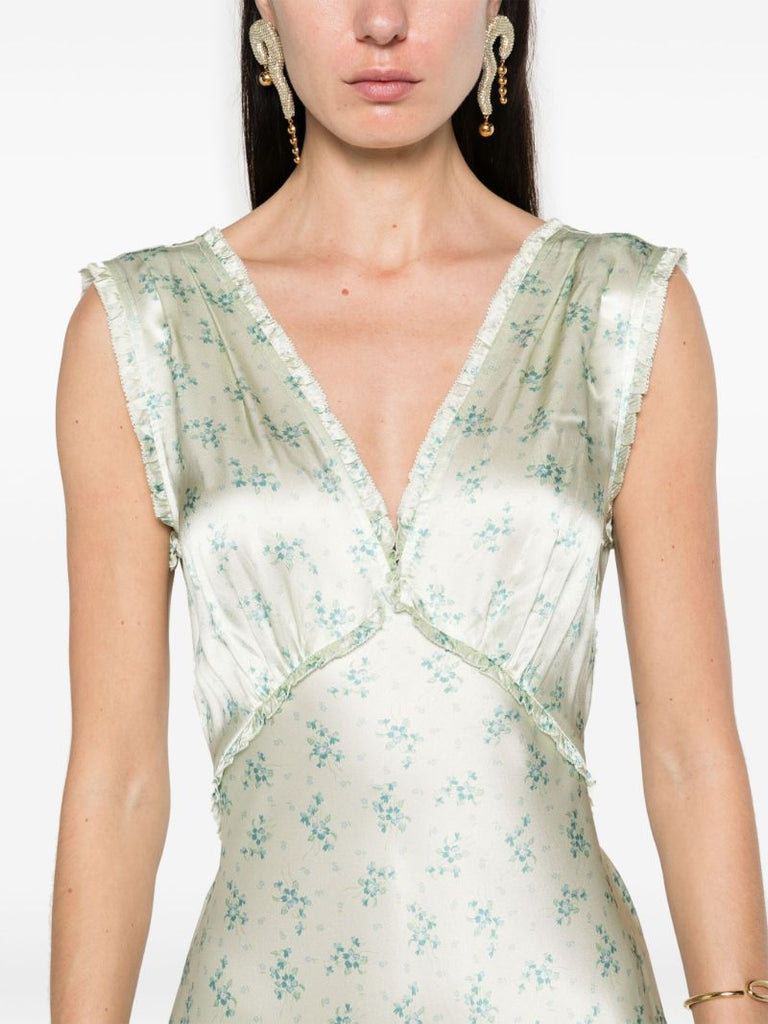 Green Tahlia Silk Maxi Dress
