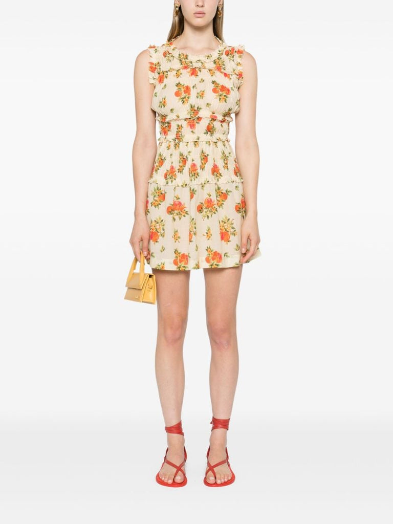 Yellow Martha Floral-print Mini Dress