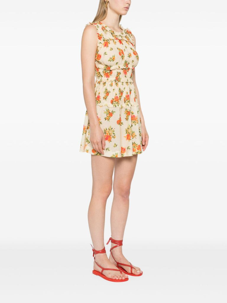 Yellow Martha Floral-print Mini Dress
