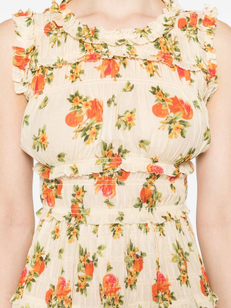 Yellow Martha Floral-print Mini Dress