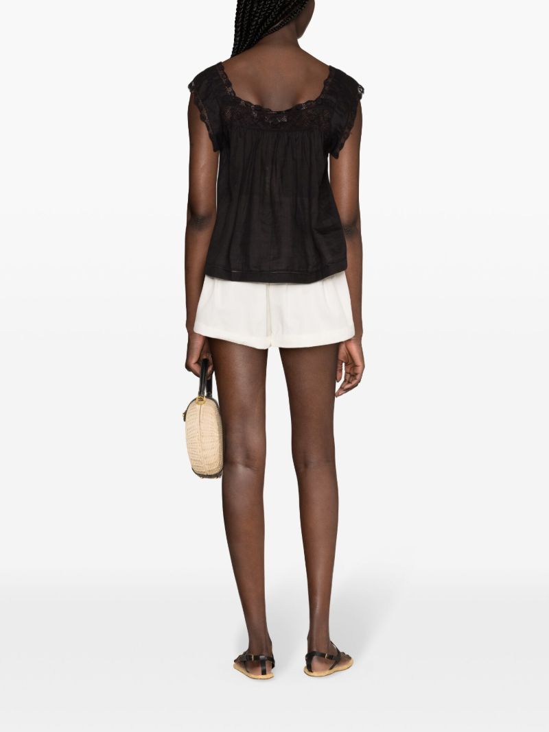 Black Crochet-trim Blouse