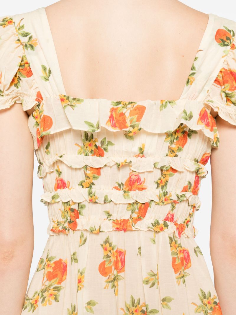 Yellow Clarinet Floral-print Midi Dress